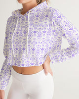 Purple Women's All-Over Print Cropped Hoodie